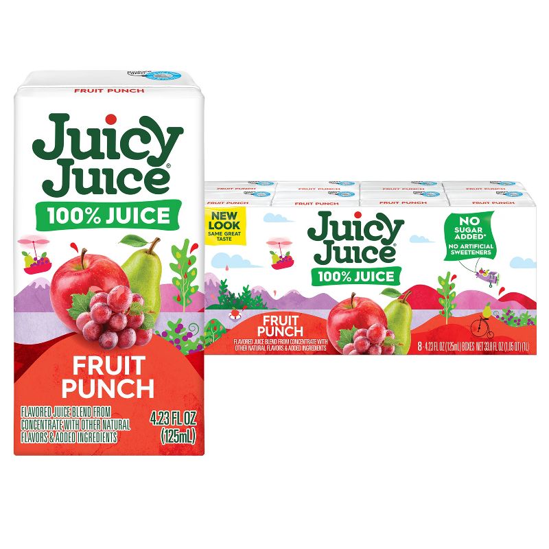 Juicy Juice Fun Size Fruit Punch 100% Juice - 8pk/4.23 fl oz Boxes, 1 of 8
