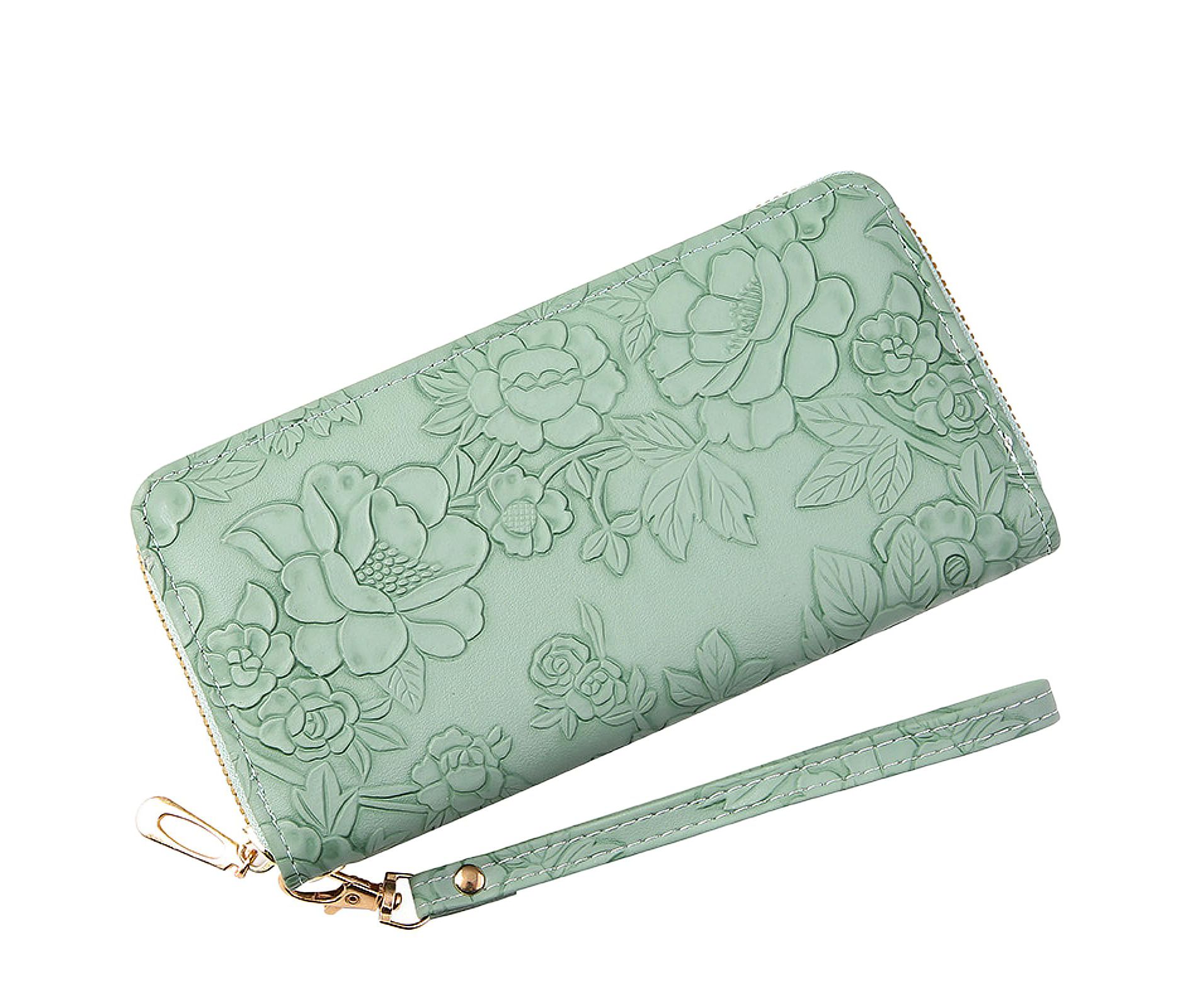 Narwey Womens Wallet RFID Wristlet Wallet for Women Cute Floral Leather Credit Card Holder Wallet