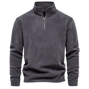 Coolmee Men's Quarter Zip Pullover Sweatshirts Casual Fleece Cotton Long Sleeve Mock Neck Warm Sweater for Fall Winter - 1 of 4