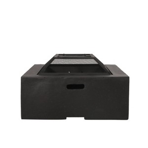 Berwick Outdoor Light Weight Concrete Wood Burning Square Fire Pit Dark Gray - Christopher Knight Home - 1 of 4