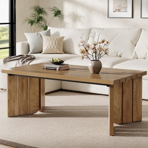 Tribesigns Tribesigns Rectangle Coffee Table, 47-Inch Farmhouse Center Table for Living Room, Walnut Wood Finish,Walnut - 1 of 4