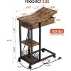 Homhougo C Shaped Side Table with Charging Station, Flip Top Sofa End Table with USB Ports and Outlets, Narrow Side Table - 2 of 4