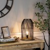 Northlight Iron Cage-Style Table Lamp with Wood Base  - 15.25" - Black - 2 of 4