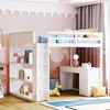 NicBex Full Size Bunk Bed with Desk Loft Bed Pine Bed Frame with Shelves, Drawers, Ladder and Full Length Guardrails, No Box Spring Required - 2 of 4