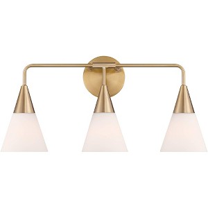 Possini Euro Design Possini Euro Amie 22" 3-Light Warm Brass and Opal Glass Bath Light - 1 of 4