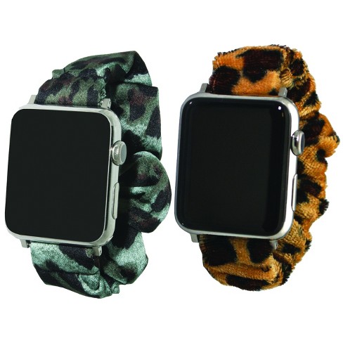 Olivia Pratt Printed Scrunchie Apple Watch Band Green Leopard