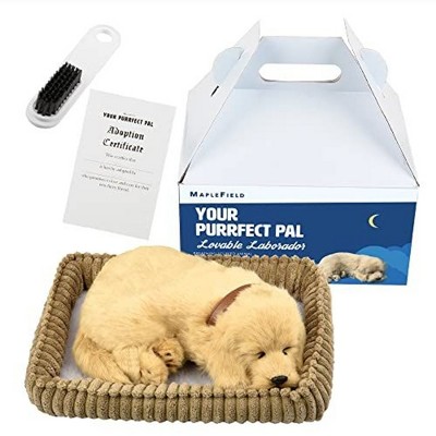 Maplefield Breathing Stuffed Animal Doll - Interactive Plush Dog Toy - 100% Handcrafted Synthetic Fur - for Companionship - Lab