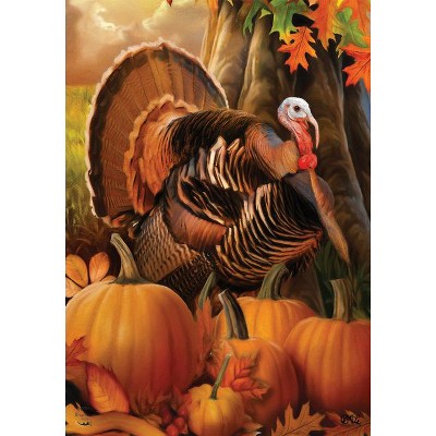 Harvest Turkey and Pumpkins Fall Garden Flag