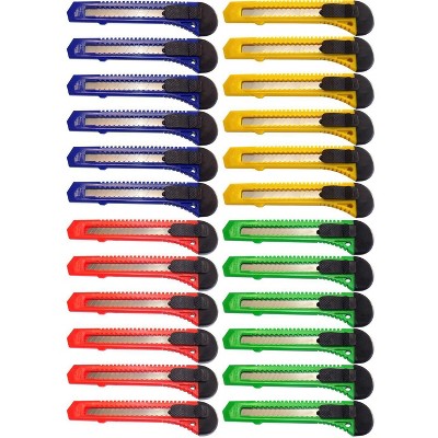 MotoProducts Bulk 6" Box Cutters Assorted Colors with Snap-Off Blades and Safety Locks