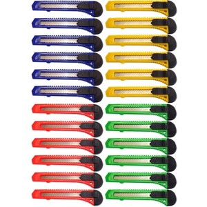 MotoProducts Bulk 6" Box Cutters Assorted Colors with Snap-Off Blades and Safety Locks - 1 of 3