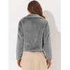 Allegra K Women's Cropped Notch Lapel Open Front Faux Fur Fluffy Coat - 4 of 4