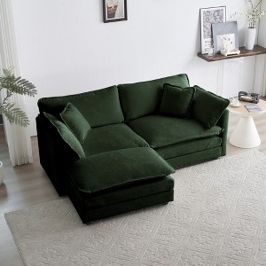 GDFStudio Yule Modern 76.7" Chenille Upholstered Loveseat with Pillows - 1 of 4