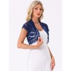 INSPIRE CHIC Women's Elegant Short Sleeve Sheer Floral Lace Shrug - 3 of 4