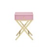 Royal Hampton and Metal Side Table with Crossed Base, Pink and Gold - 4 of 4