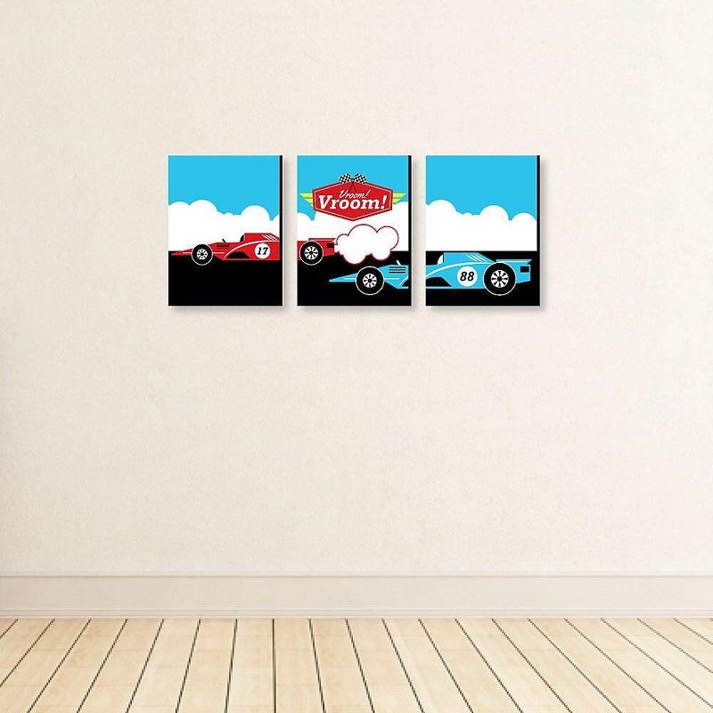Big Dot of Happiness Let's Go Racing - Racecar - Nursery Wall Art, Race Car Kids Room Decor & Game Room Home Decor - 7.5 x 10 inches - Set of 3 Prints, 3 of 8