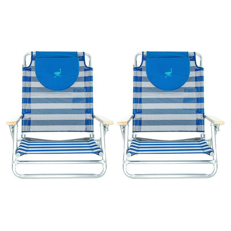 Ostrich SBSC-1016S South Adult Beach Lake Sand Lounging Chair, Striped (2 Pack), 1 of 7