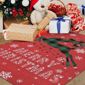 Christmas 2x3 Rug with Snow Reindeer Area Rugs for Living Room Soft Low Pile - 1 of 4