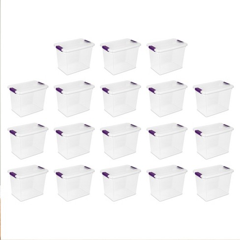 Sterilite 30 qt Clear Plastic Stackable Storage Bin w/White Latch Lid, (12 Pack) at VMinnovations