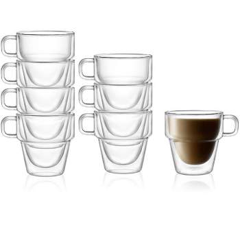 JoyJolt Stoiva Double Walled Coffee Mugs-Set of 8 Stackable Large Coffee Mugs with Handle - 11.5 oz