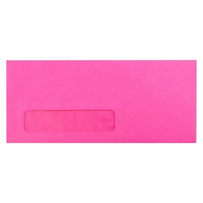 JAM Paper Brite Hue #10 Window Envelopes 4 1/8 X 9 1/2 50 per pack Ultra Fuchsia Pink