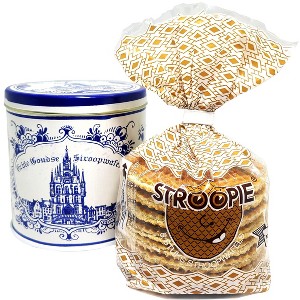 Verweij 100% Butter Stroopwafels Authentic Dutch Caramel Syrup Filled Waffles Blue Gift Tin 8.8 OZ. - 1 of 4