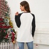 Merry Christmas Sweatshirts For Women Pattern Cute Long Sleeve Raglan Baseball Pullover Top - 3 of 4
