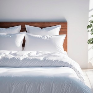 White Classic Luxury Soft Comforter Cover Set - Microfiber Duvet Cover with Zipper, 2 Pillow Shams - Comforter Not Included - Queen Size - 1 of 4