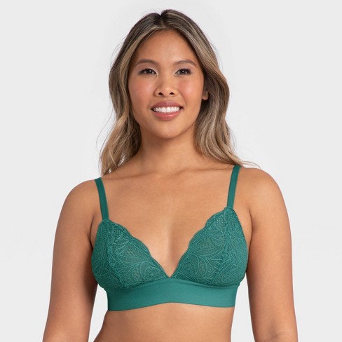 All.You.LIVELY Women's Longline Lace Bralette - Teal Blue L