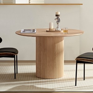 Sapphtopaz Round Dining Table Kitchen Table Modern Wood Dining Table with Sturdy Cylindrical Base for Kitchen, Small Spaces - 1 of 4