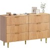 Drawer Dresser, Modern Natural Fluted Dresser for Bedroom, Wood Chest of Drawers Nightstand with Metal Handles & Legs - 2 of 4
