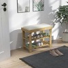 SEVOBAL 3-Tier Shoe Rack for Entryway Bamboo Shoe Bench with Cushion Padded Seat for Indoor Entrance Hallway Bedroom, Beige, 26.87"*15.75"*21.26" - 2 of 4
