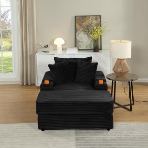 sofa With 2 toss pillows and a ottoman ,Comfy Sofa- Deep Seat Couch for Living Room - 1 of 4