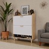 Mshliw 31.5 Inch Nordic Style Shoe Storage Cabinet with 2 Flip Drawers Freestanding Narrow Shoe Rack with Solid Wood Legs for Entryway - 2 of 4