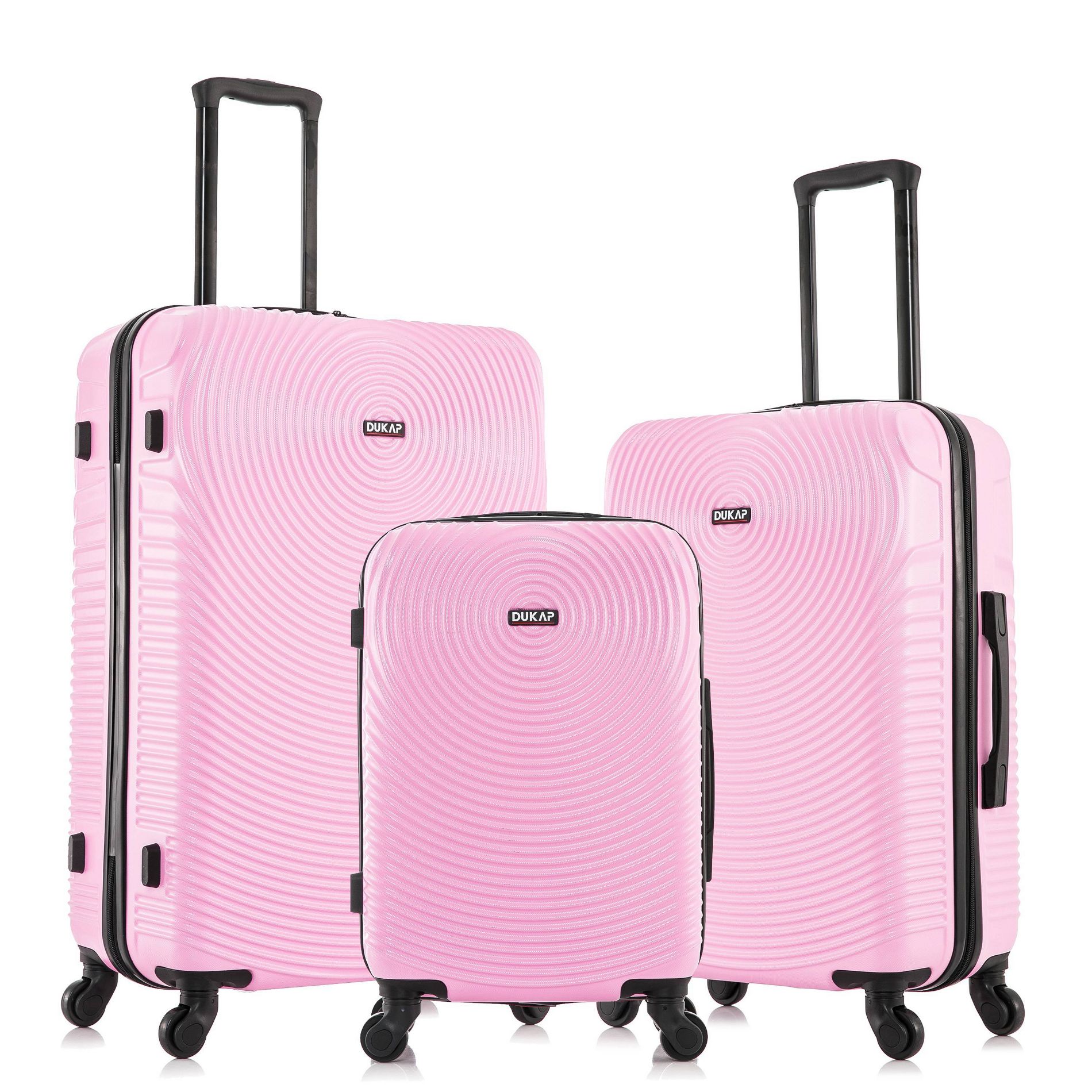 DUKAP Inception Lightweight Hardside Checked Spinner Luggage Set 3pc - Pink