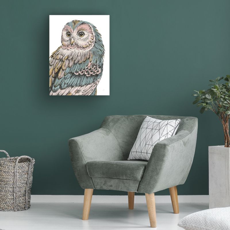 Trademark Fine Art -Daphne Brissonnet 'Beautiful Owls I Pastel' Canvas Art, 3 of 5