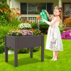 Tangkula Raised Bed Grow Box  53L Self-Watering Planter Box Stand w/ Water Level Monitor Water Drainage Hole  Detachable Crossbar Coffee/White - 2 of 4