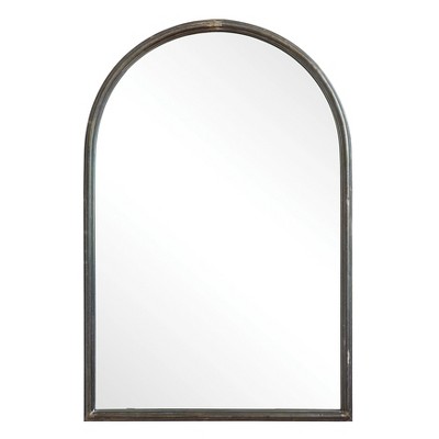 36" x 24" Decorative Wall Mirror Gray - Storied Home: Oval, Shabby Chic, Wood Frame, No Assembly Required