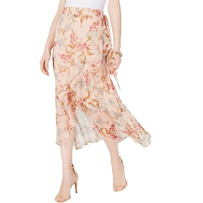 Vince Camuto Womens Wildflower Floral Wrap Skirt