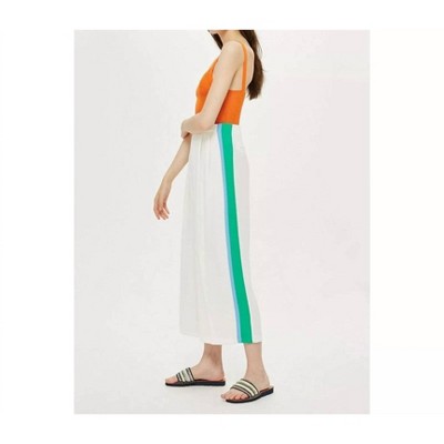 Women's Pleated Wide Leg Crop Pants with Side Stripes - Topshop