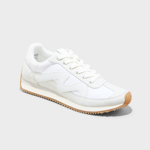Женские кроссовки Universal Thread Women's Mercedes Sneakers with Memory Foam Insole - Universal Thread™ White 7.5: Lace Up, Faux Leather, Low Top