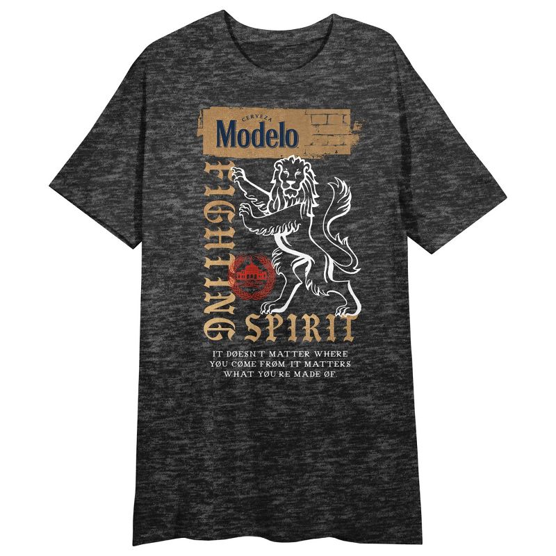 Modelo Fighting Spirit Women's Heather Black Short Sleeve Night Shirt, 1 of 3