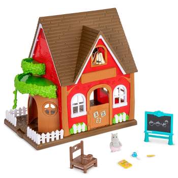 Li'l Woodzeez Toy School with Miniature Figurine 8pc - Woodland Schoolhouse Playset