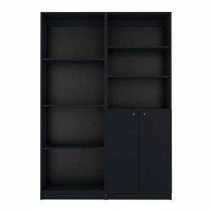 HomeRoots Set of Two 71" Black Bookcase With Two Doors - 1 of 4