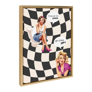 Kate & Laurel All Things Decor 18"x24" Go Girl Black Framed Canvas by Honey Island Studio Bright Gold - 1 of 4