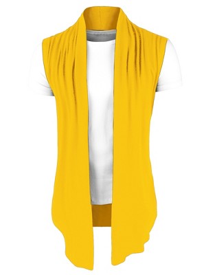 Lars Amadeus Men's Casual Open Front Sleeveless Irregular Hem Cardigan Vest