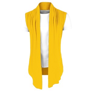 Lars Amadeus Men's Casual Open Front Sleeveless Irregular Hem Cardigan Vest - 1 of 4