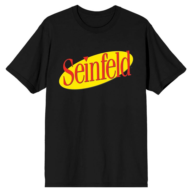 Seinfeld Yellow Oval Shaped Logo Men's Black T-Shirt, 1 of 2