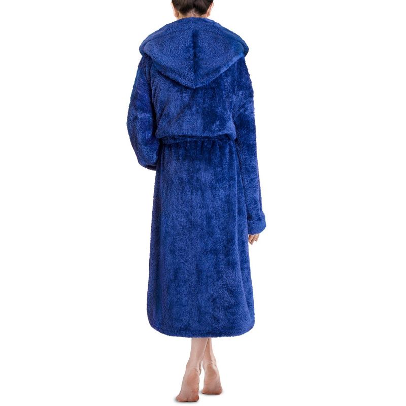 PAVILIA Women Hooded Plush Soft Robe, Fluffy Warm Fleece Faux Shearling Shaggy Bathrobe, 2 of 8
