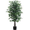 Artificial Plant, 58" Tall, Ficus Tree, Indoor, Faux, Fake, Floor, Greenery, Potted, Decorative, Green Leaves, Black Pot - 2 of 4