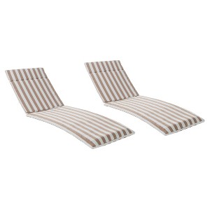 Salem Set of 2 Chaise Lounge Cushions - Brown and White Stripe - Christopher Knight Home